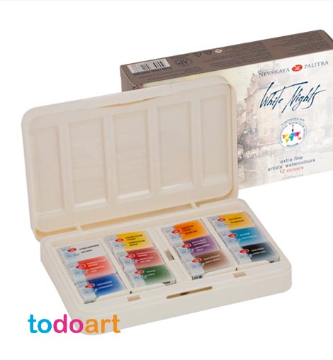 Caja acuarelas 12 colores White Nights