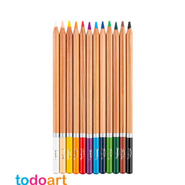 Lápices acuarelables, 12 colores caja de cartón.
