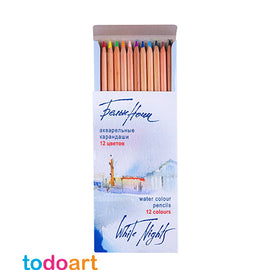 Lápices acuarelables, 12 colores caja de cartón.