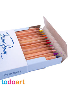 Lápices acuarelables, 24 colores, caja de cartón.