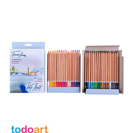 Lápices acuarelables, 36 colores, caja de cartón.