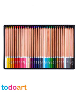 Lápices acuarelables, 36 colores, caja metálica.