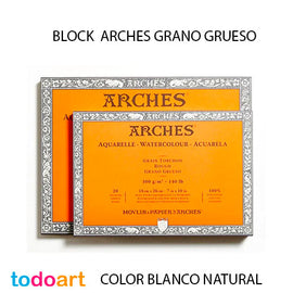 Block 20 hojas. Papel Arches 300grs.Grano Grueso