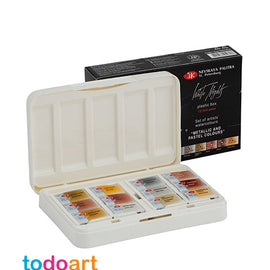 Caja Acuarela COLORES METALIZADOS white nights 12 pastillas