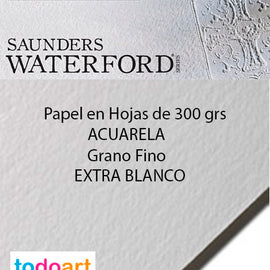 Papel Saunders 300grs.Grano fino. Color Extra Blanco.