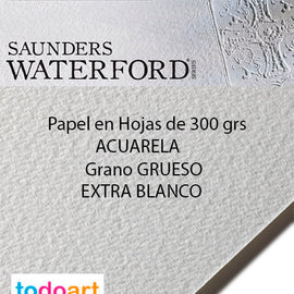 Papel Saunders 300grs.Grano GRUESO. Color Extra Blanco.